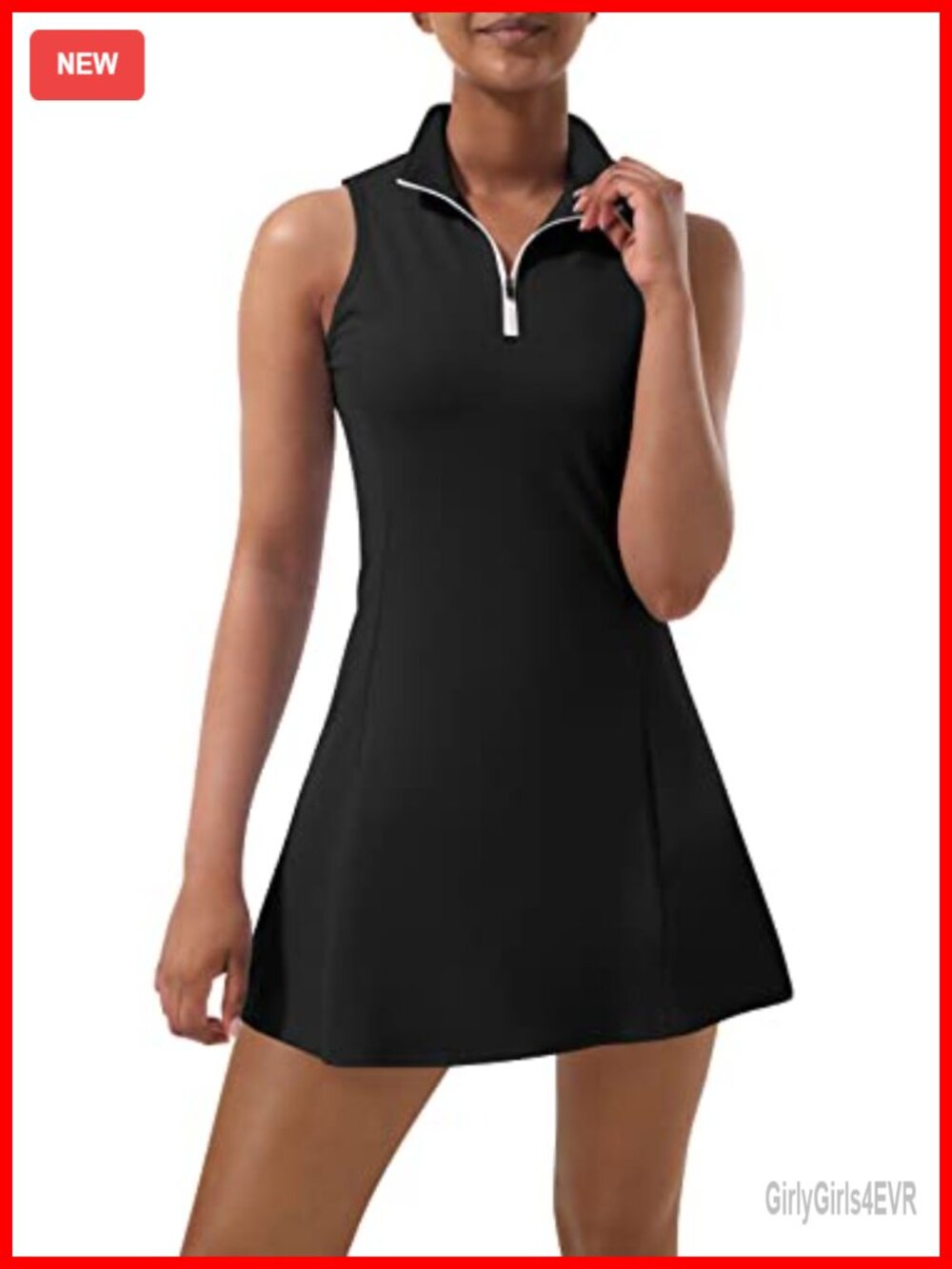 Women's Tennis Golf Athletic Dress with Built-in Shorts & Pockets Sleeveless